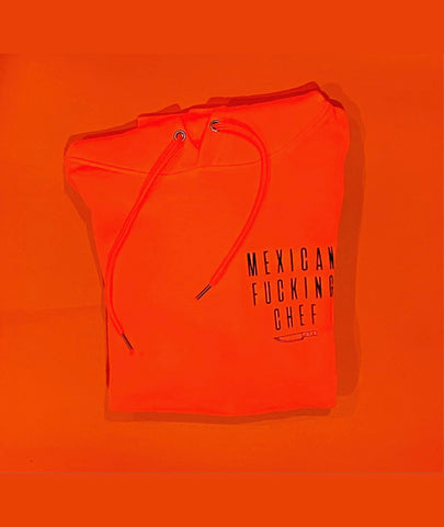 Mexican Fucking Chef Printed Electric Neon Orange  Premium Hoodie - Orange  / Black